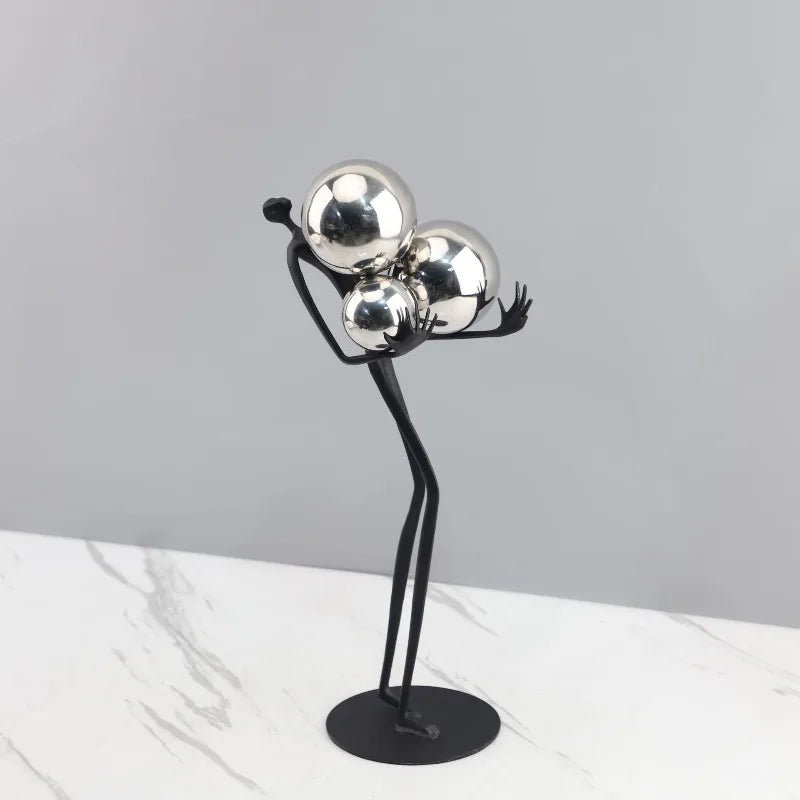 1Pcs Minimalist Accessories, Metal, Golden Ball Decoration, Abstract Characters, Statues, Desktop Decorative Sculptures, Gold