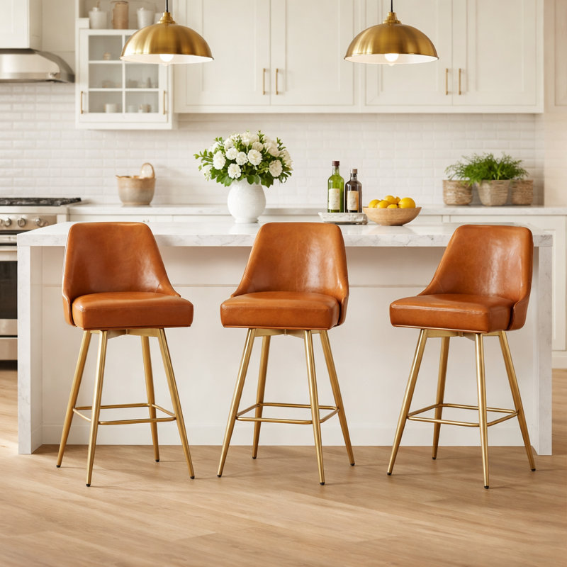 Tabouret de comptoir Luxe Mid-Century, Brun clair