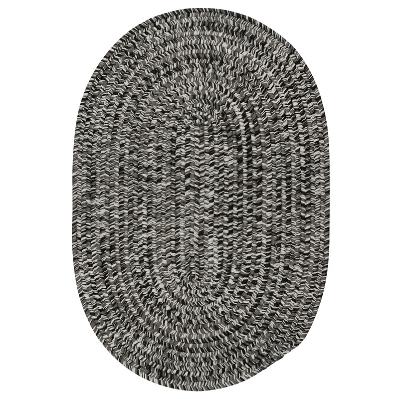Tapis intérieur / extérieur Alnajjar - noir, Ovale 7 po x 9 po