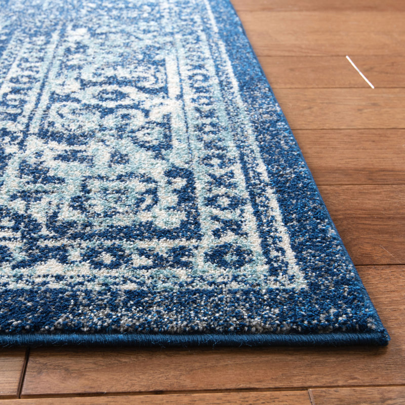 Oriental Area Rug, Rectangle 91 x 152 cm, Ivory/Navy