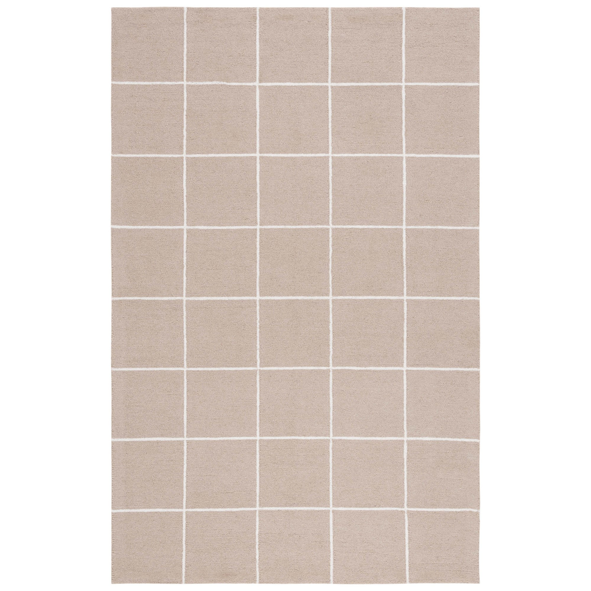 Martha Stewart 300 Hand Tufted Wool/Cotton with Latex Geometric Rug in Beige/Ivory, Rectangle 3' x 5'