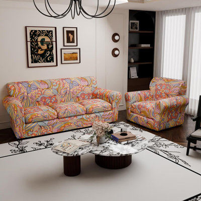 Couch Cover | Floral | 3-Cushion Stretch Slipcover With Elastic Bottom, Washable, Pet-Friendly, Universal Fit