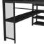 Grand lit mezzanine avec bureau et escalier de rangement, lits mezzanine en métal avec lumières DEL, ports USB, filets en fer multifonctionnels, aucune boîte à ressorts nécessaire et sans bruit, noir-130633061
