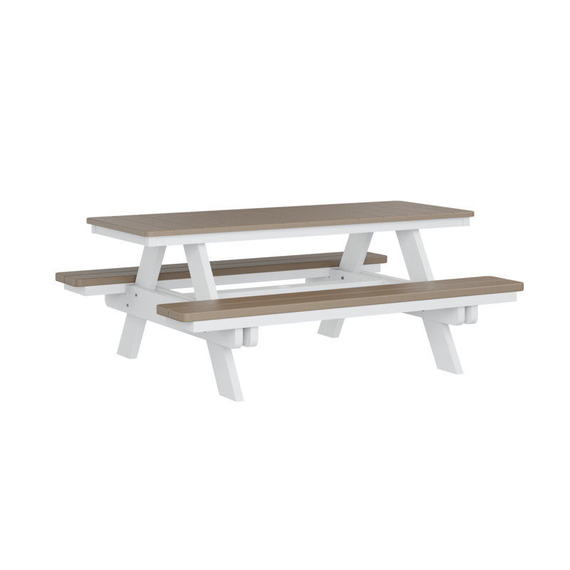 Table de pique-nique rectangulaire Berlin Gardens Ada, H 29 po x L 72 po x l 58 po, Bois patiné / blanc