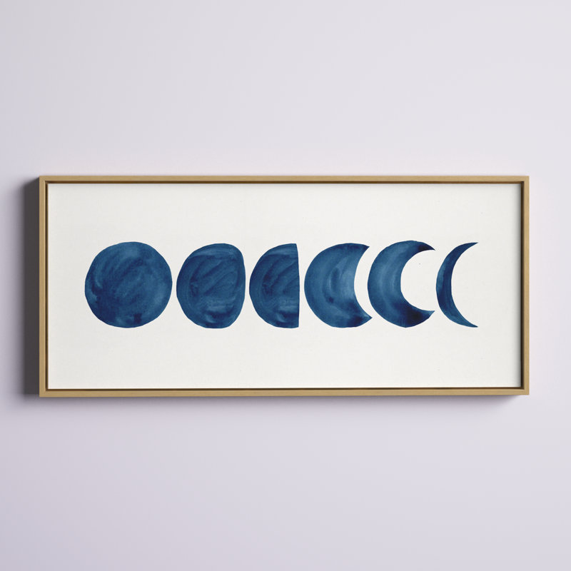 Linear Moon Phases by Teju Reval Framed Canvas Wall Art Print