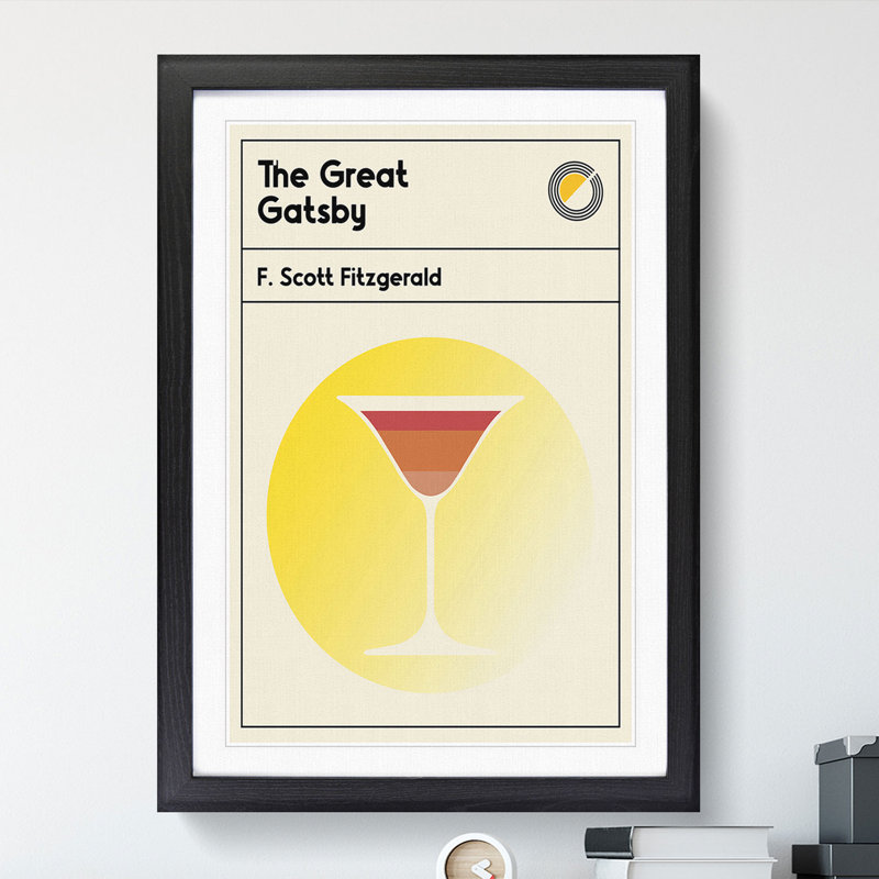 Book Cover the Great Gatsby F. Scott Fitzgerald - Picture Frame Graphic Art, 48cm H x 36cm W x 2cm D, Black