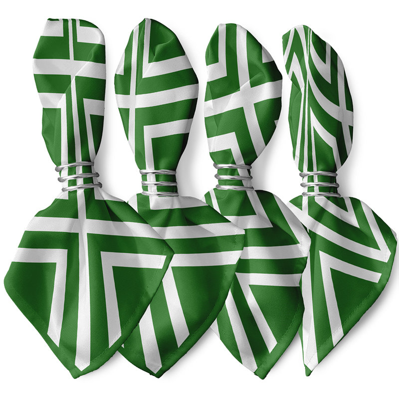 Laronica Polyester Geometric Square Napkin, Green