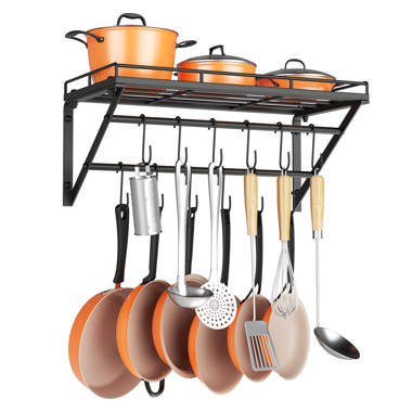 Prep & Savour Damyn Metal Straight Wall Mounted Pot Rack