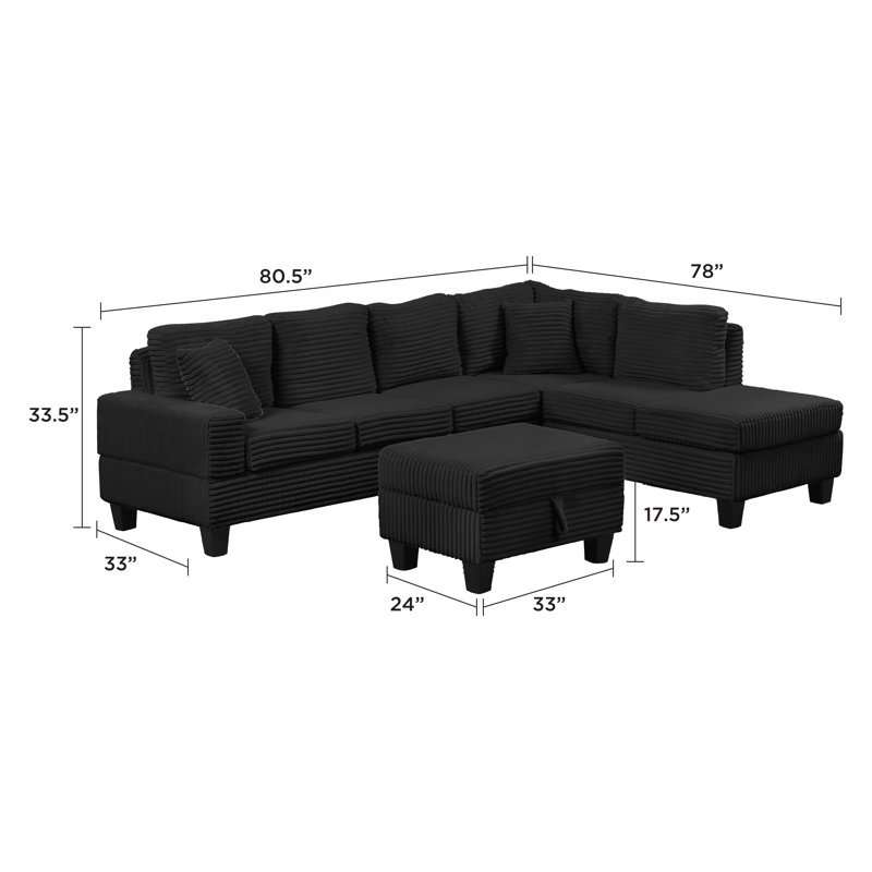 Canapé modulaire Gossett - noir