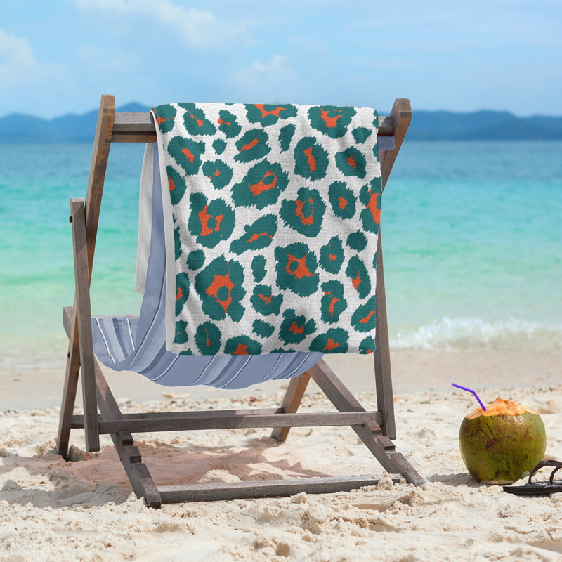 Magna Beach Towel, Polyester/Cotton Blend, White/Orange/Aqua