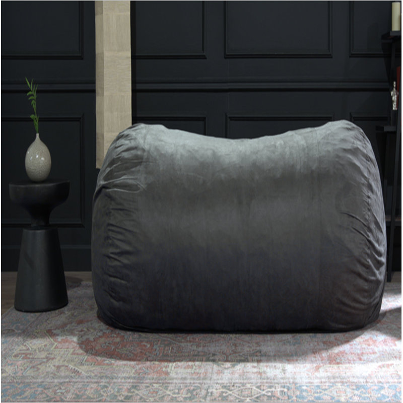 Fauteuil à billes en suède cylindrique traditionnel de 8 pieds Jasper, Coton gris anthracite