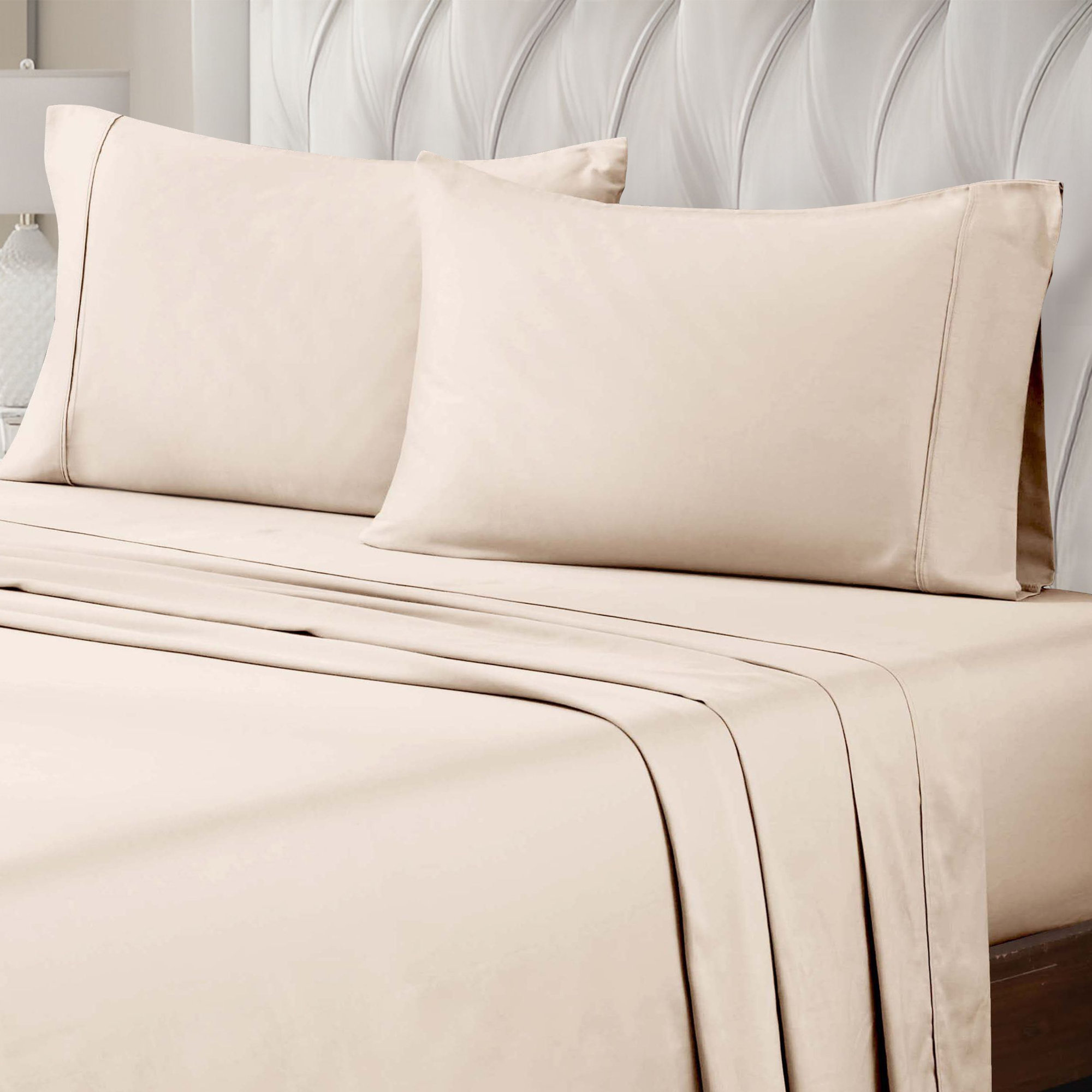 Cassius Egyptian-Quality Cotton 400 Thread Count Solid Luxury Pillowcase, King, Ivory