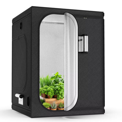 iPower Hydroponic Water-Resistant Grow Tent, Removable Floor Tray and Tool Bag, with Observation Window, for Indoor Plant Seedling, Propagation, Blossom, Black