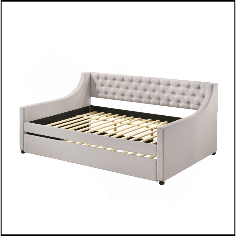 Miaja Daybed, Daybed, Upholstered Bed with Trundle, Twin, Fog