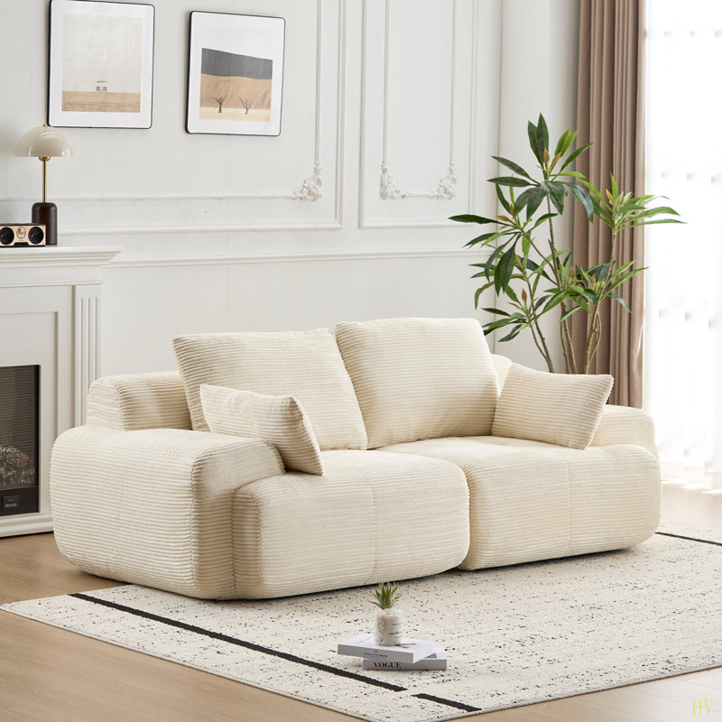 Canapé à mémoire de forme Boneless, Velours côtelé beige