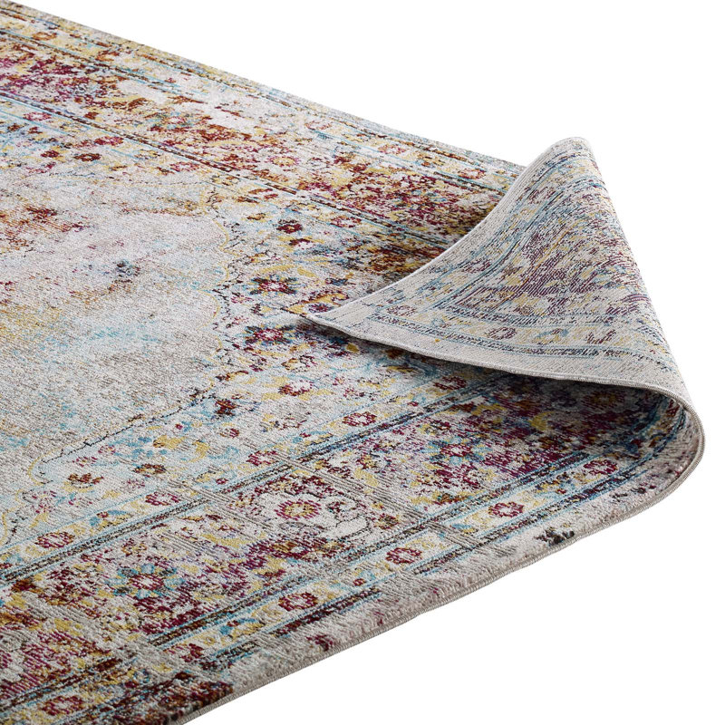 Multicolor Synthetic Persian Medallion 4' x 6' Area Rug