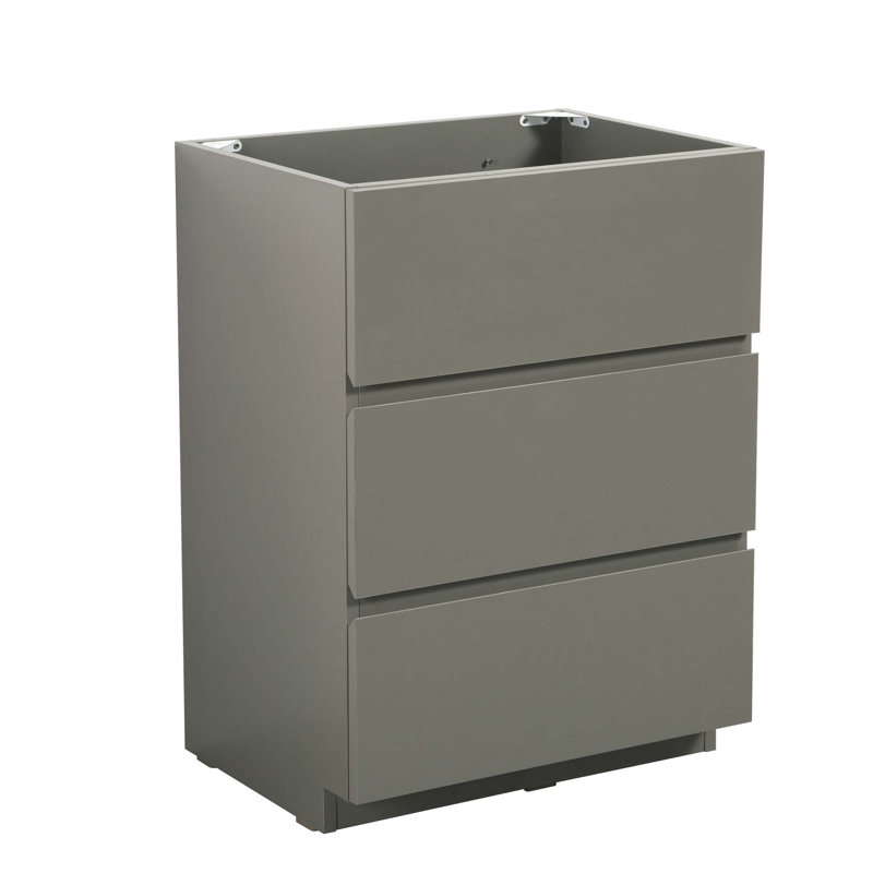 Stylish Storage Cabinet For Bathroom, Floor Cabinet With Three Storage Drawers, Gris