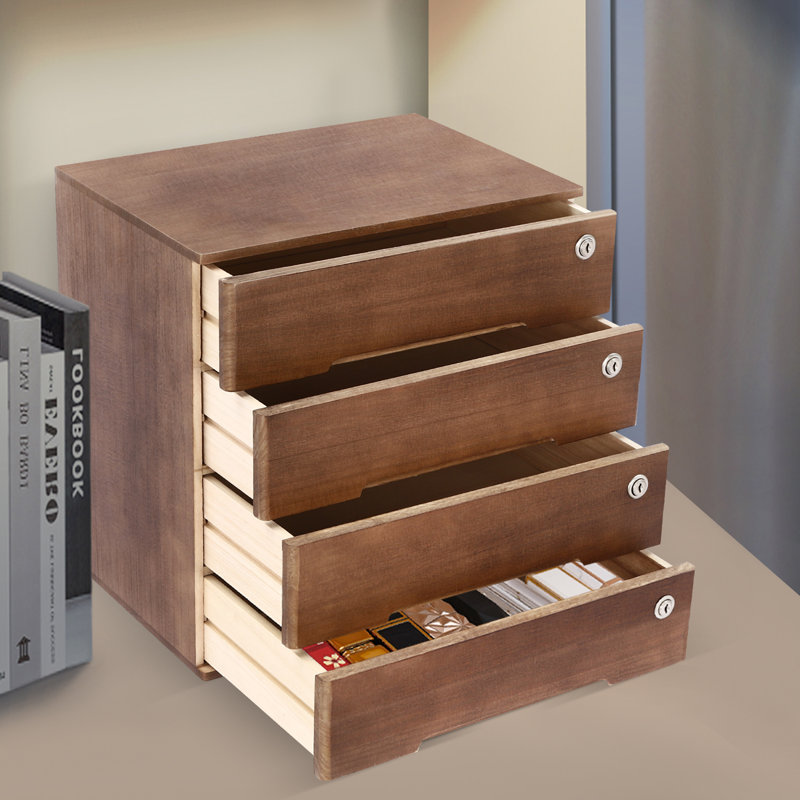 Organisateur de bureau avec tiroirs Kynston, Brun