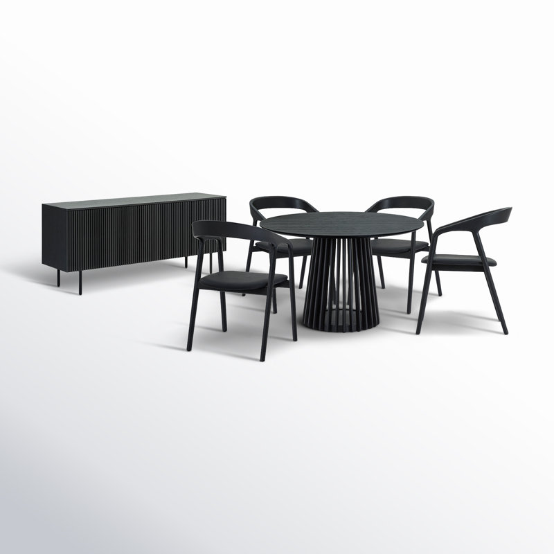 Ensemble repas rond 47 po Buffolino, Noir