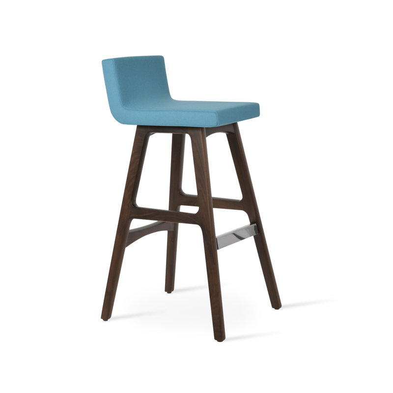 Tabouret Dallas PR, Tabouret de bar (siège d'une hauteur de 30,5 po), Turquoise, Noyer