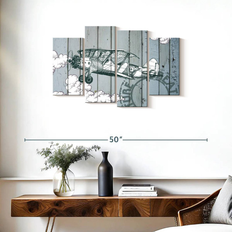 Mehar Plane In The Clouds, 22" H x 36" W