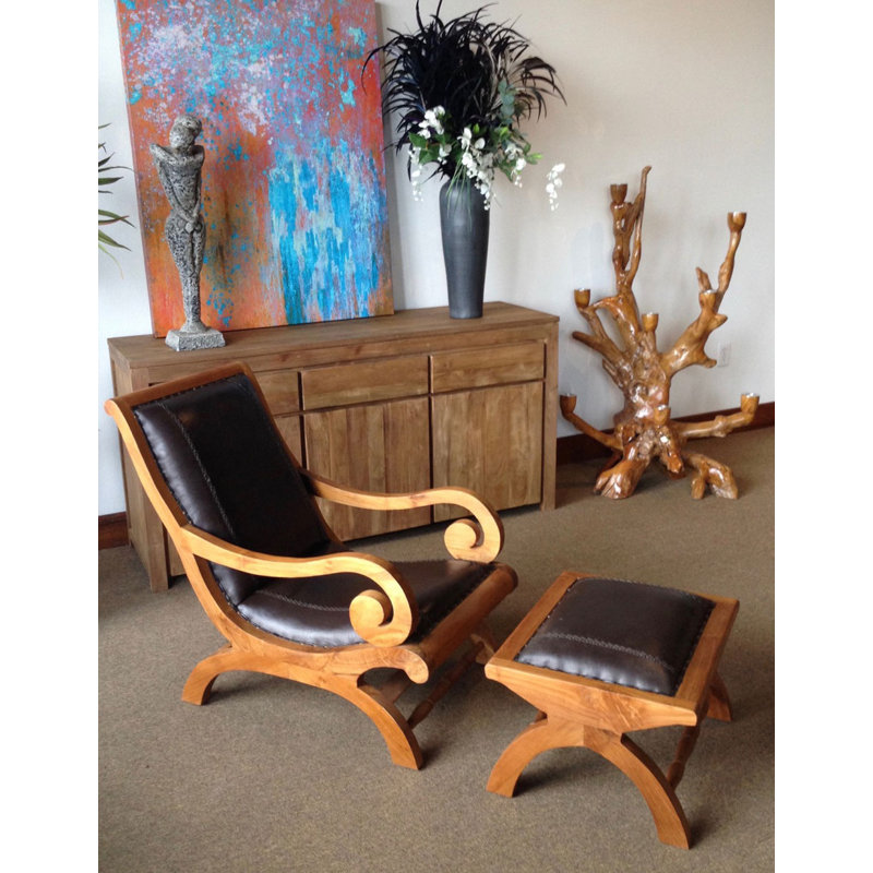 Everette Upholstered Accent Chair with Ottoman