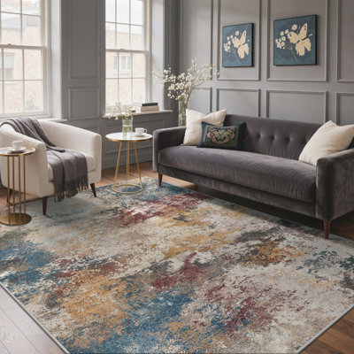 Abstract Machine Printed Area Rug