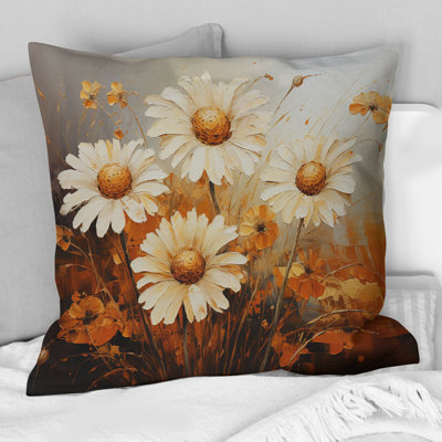 Daisies Golden Daisies Pointillism II - Daisies Printed Throw Pillow