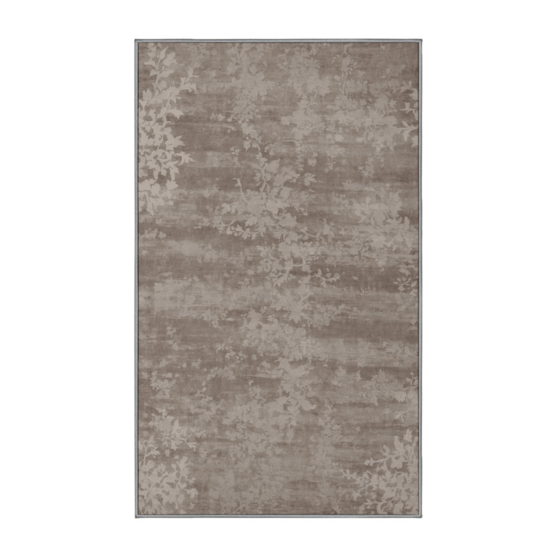 Tapis gris soyeux et moelleux, Rectangulaire 3 pi x 5 pi