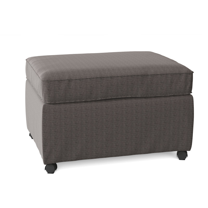 Rika Upholstered Ottoman, Zuma Charcoal Textured Linen