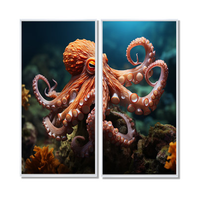 Coral Octopus Serene submersion II - impressions sur toile modernes