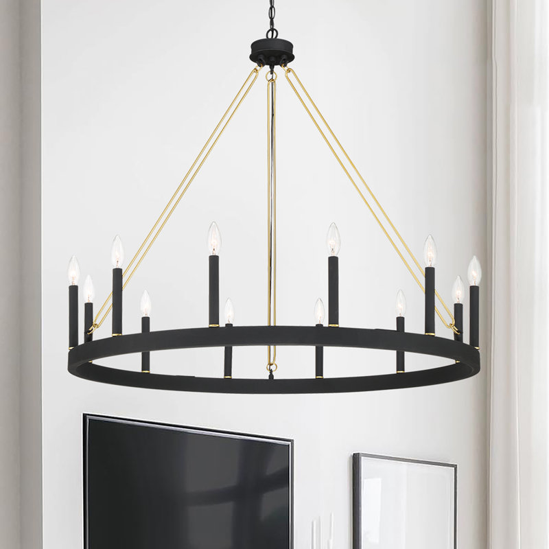 Madalyn 12-Light Chandelier, Zinc vieilli / laiton satiné