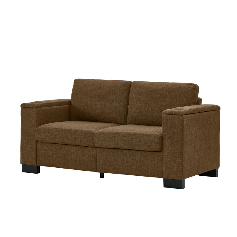 Upholstered Loveseat With Storage, 34.6" H x 67.7" W x 32.3" D, Brown