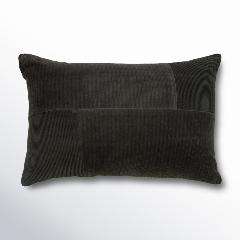 Berkley Cotton Lumbar Rectangular Pillow Cover & Insert, Gray