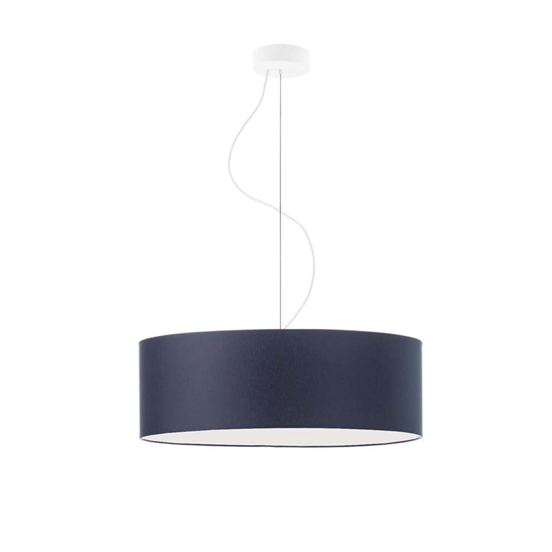Aubryelle 3 - Light Drum Pendant, White, Navy Blue, 120cm H x 50cm W x 50cm D