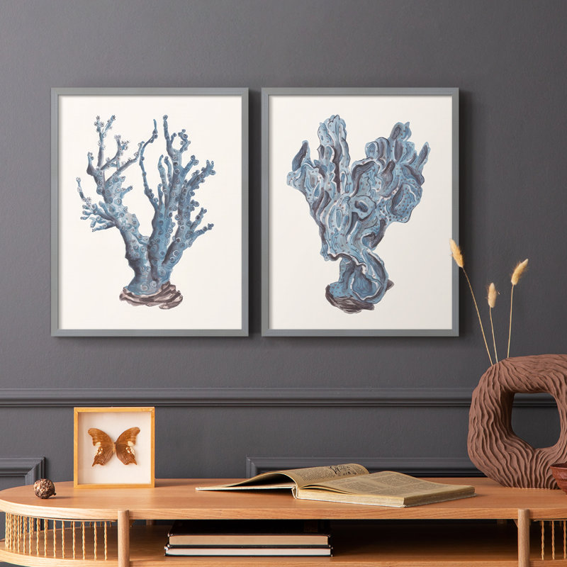 Indigo Reef I-Premium, reproduction encadrée prête à accrocher - aucun clou requis - aucun clou requis, H 29 po x l 46 po
