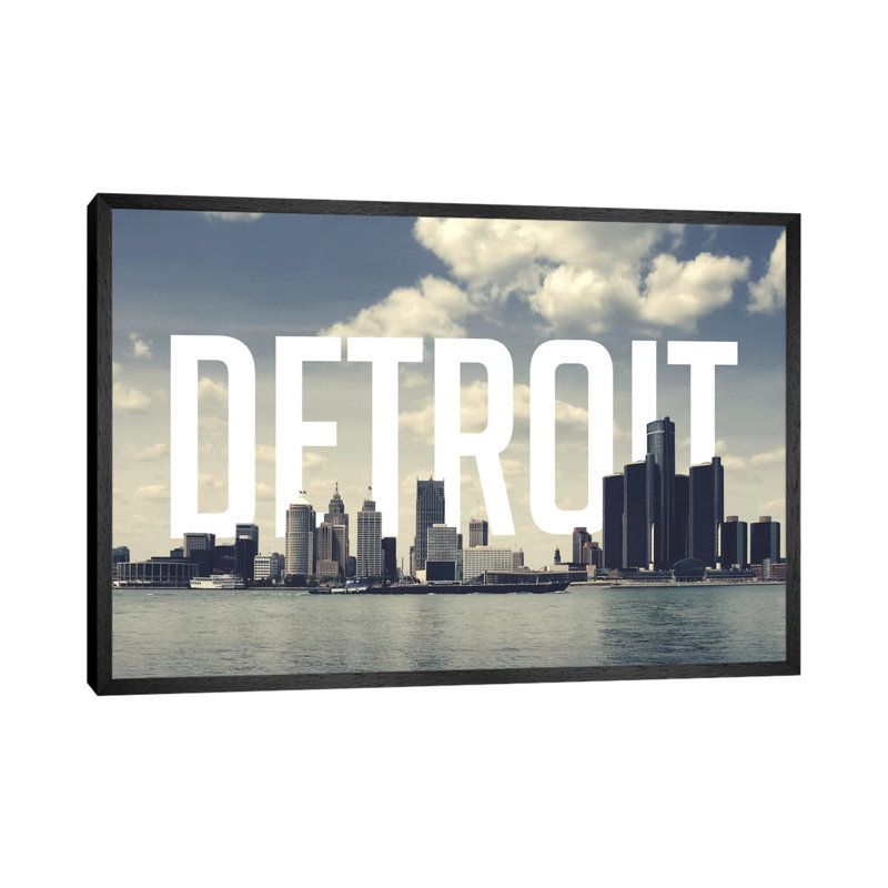 Detroit - Print on Canvas, 66.04 cm H x 45.72 cm W, Black Framed