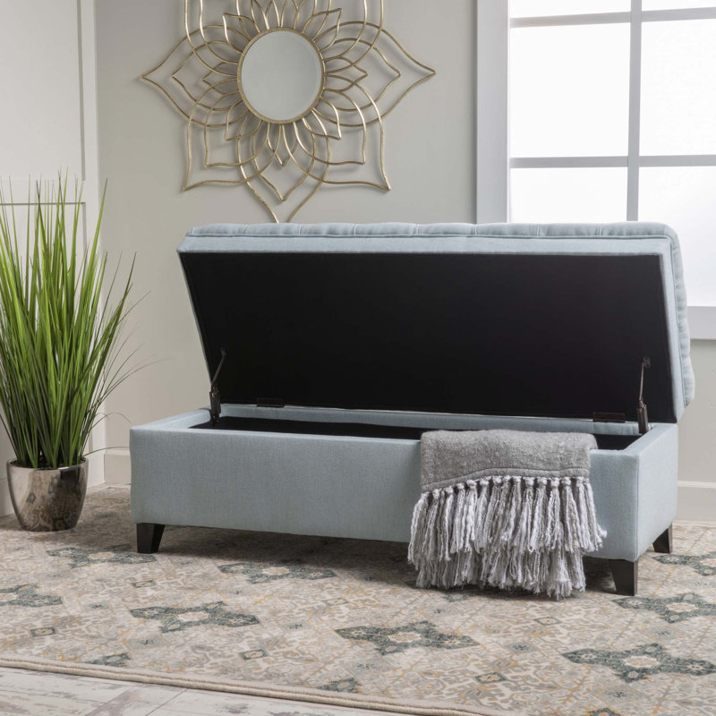 Banc de rangement moderne avec repose-pieds, Bleu clair