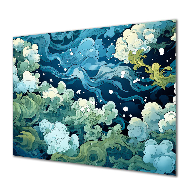 «Jungle River Collage At Night 1» - art mural en métal Jungle MT134977, H 24 po x l 32 po x P 1 po