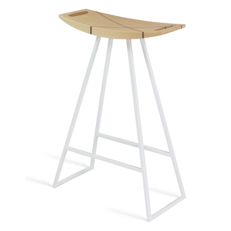 Robert Counter Stool with Metal Frame, Maple, White, Counter Stool (24" Seat Height)