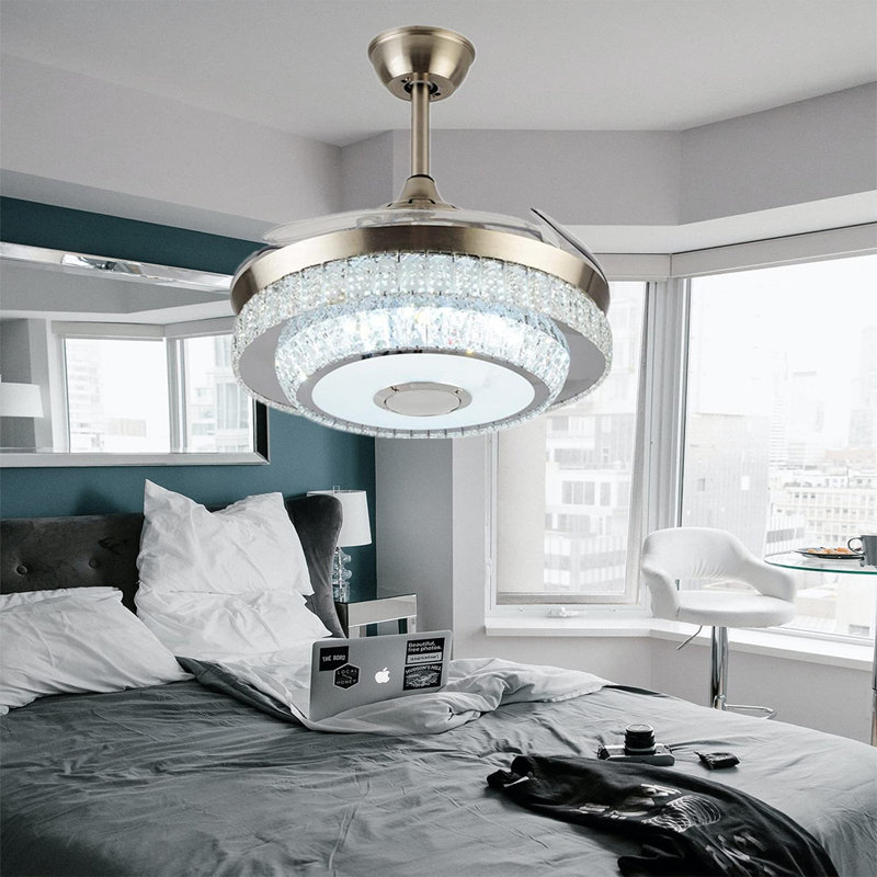 Ventilateur de plafond à 4 pales 42 pouces DEL avec télécommande et ensemble d'éclairage inclus Dakch