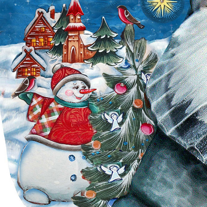 Masterpiece Wood Carved Christmas Snowman Santa Figurine