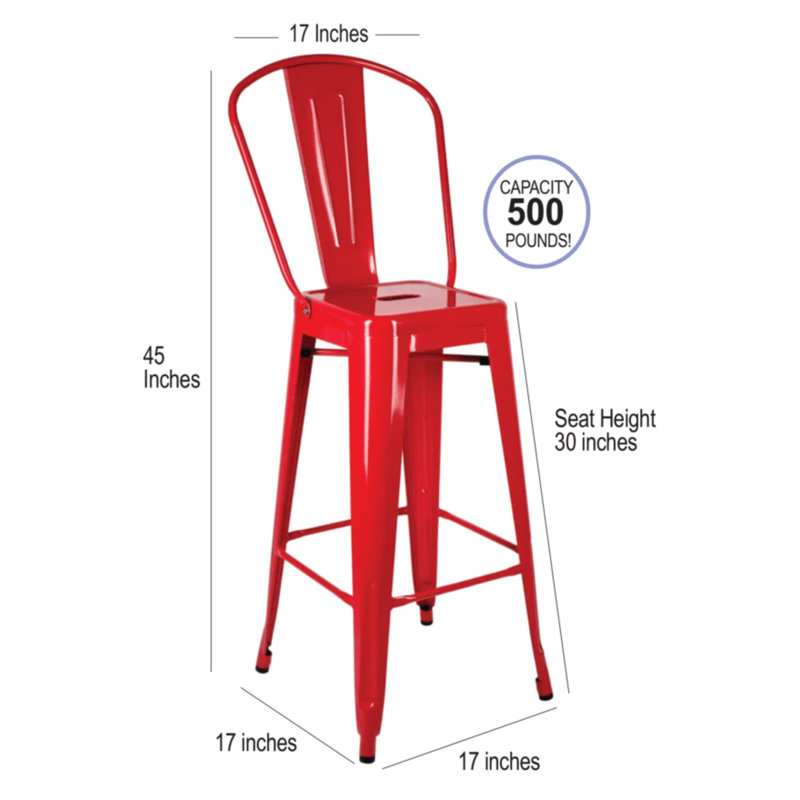 Tabouret de bar en métal Hi Chivari, Rouge