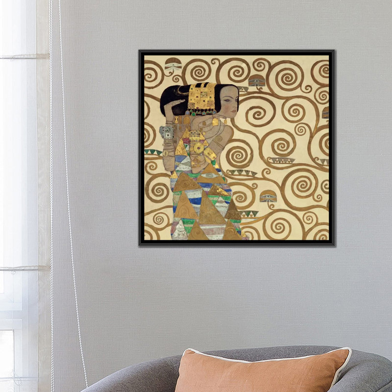 « expectation square, square » par gustav klimt,, impression sur toile tendue, H 26 po x l 26 po x P 1,5 po, Pas de tapis
