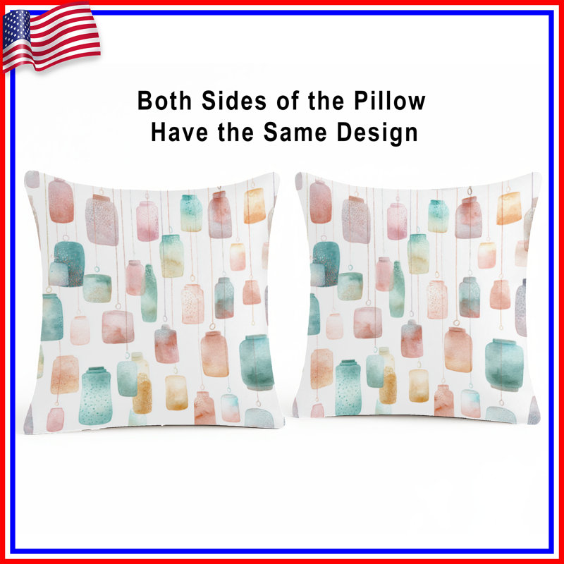 Watercolor Hanging Lanterns Double Sided Throw Pillows, 20 x 20 inches
