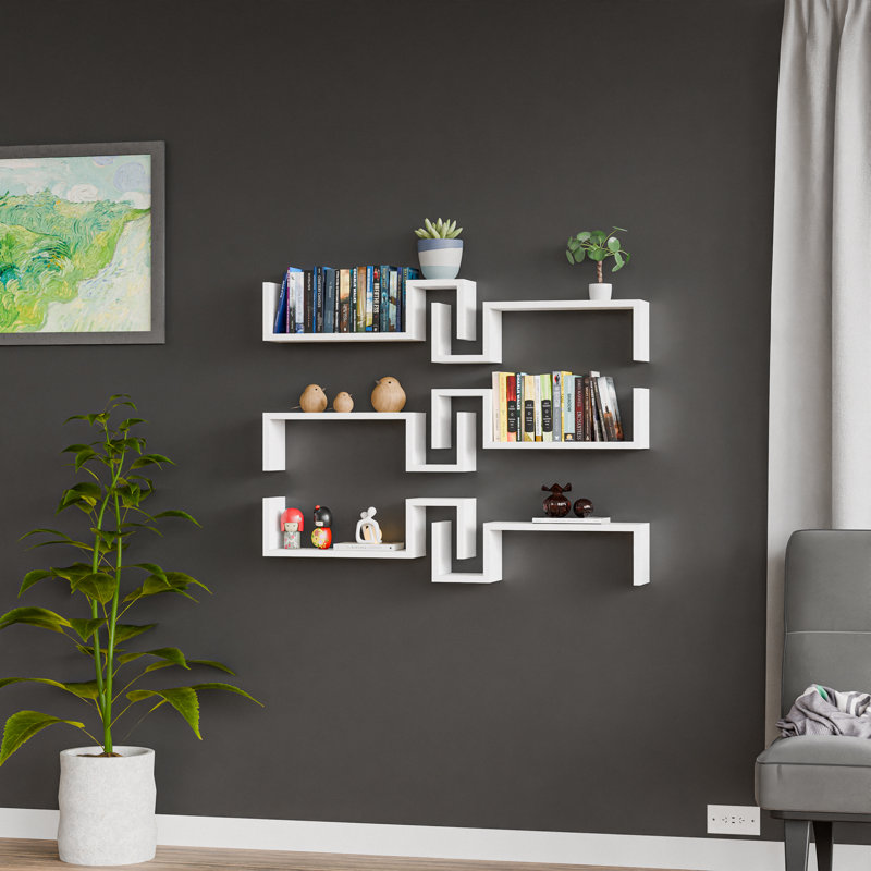 Tablette de rangement décorative en bois massif Kubby 6,1, Blanc
