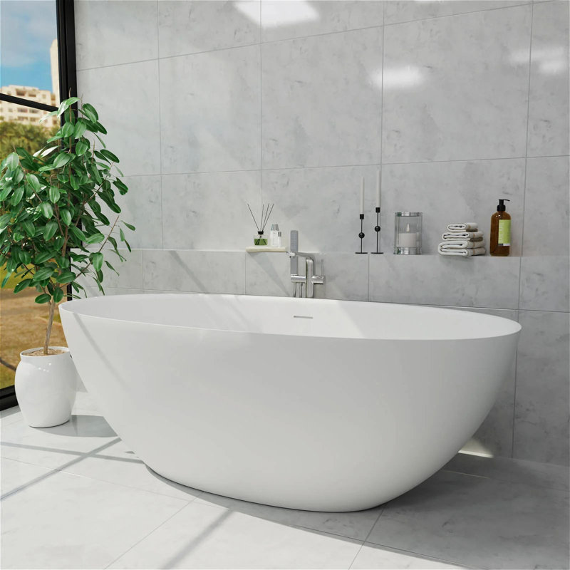 Baignoire de trempage autoportante en résine ovale 61 po x 30 po