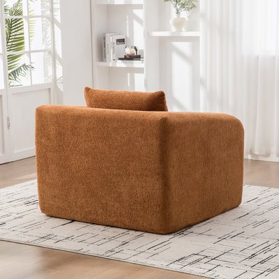 Canapé-lit simple pliable de 40 po avec accoudoirs et dossier, lit d'appoint convertible en chenille désossée, avec matelas pour lit d'appoint, salon, chambre à coucher, dortoir, orange