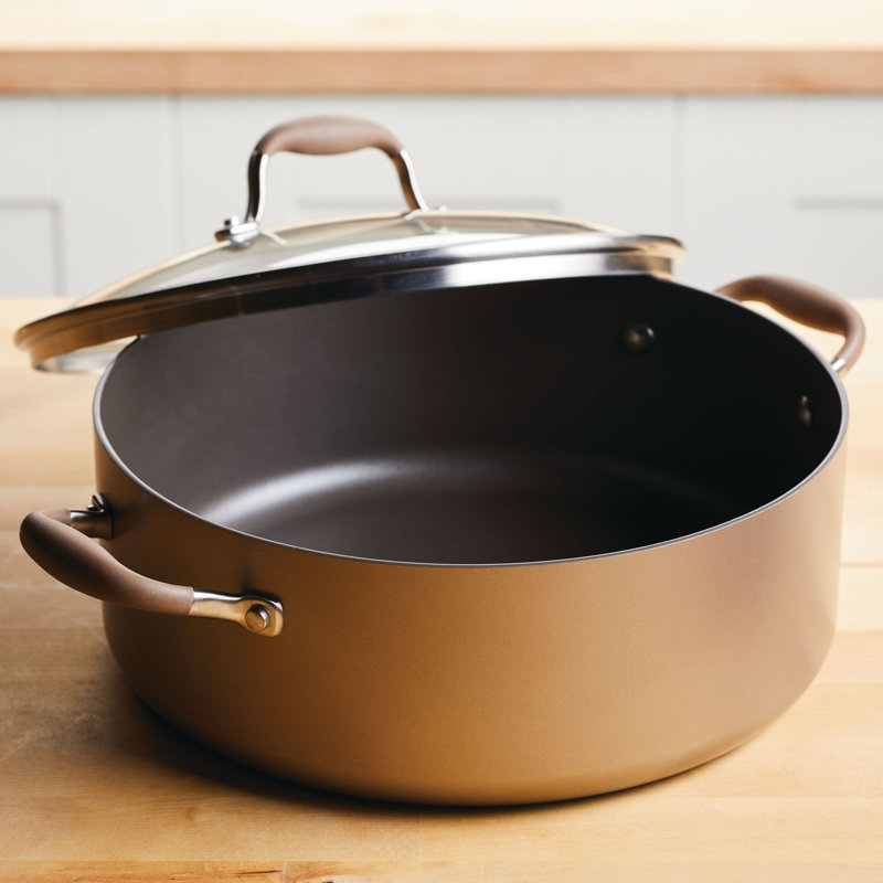 Anolon Advanced Home Hard-Anodized Nonstick Wide Stockpot With Lid, 7.5 Quart, Brown