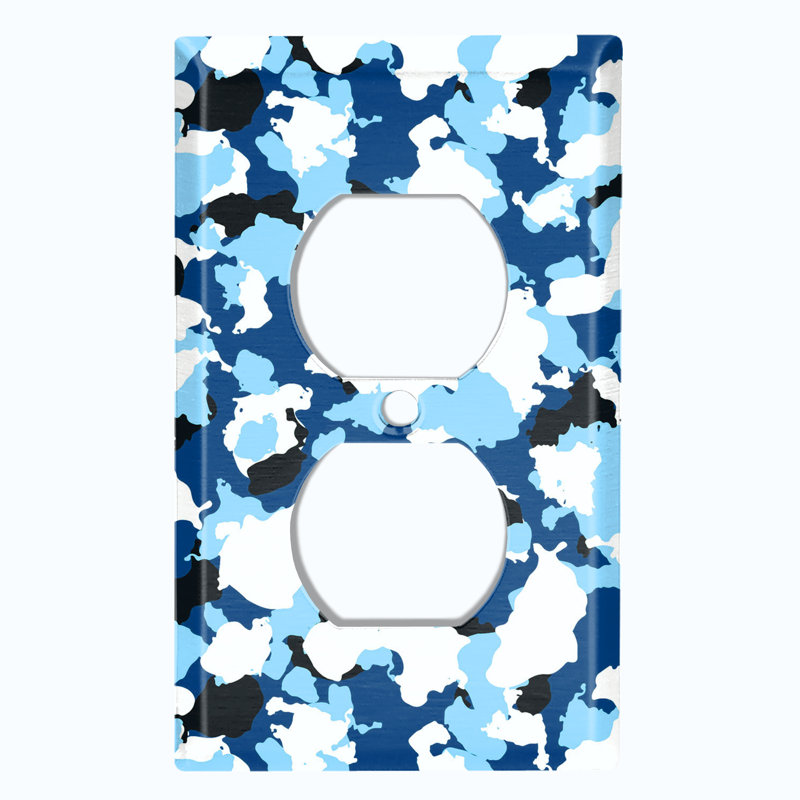 Plaque murale 3 prises bleues camouflage bleu
